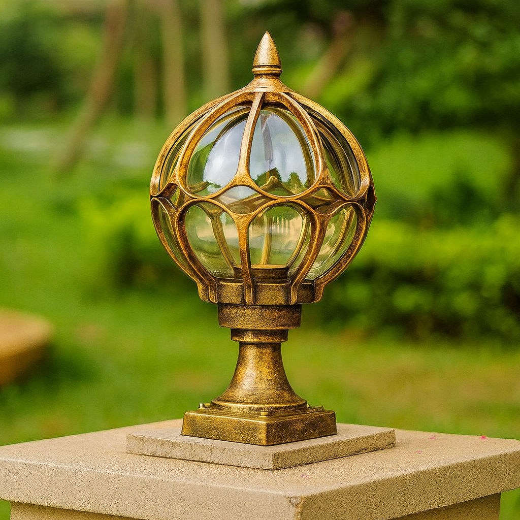 Lámpara de Poste Exterior LED Globo Vintage | Vidrio