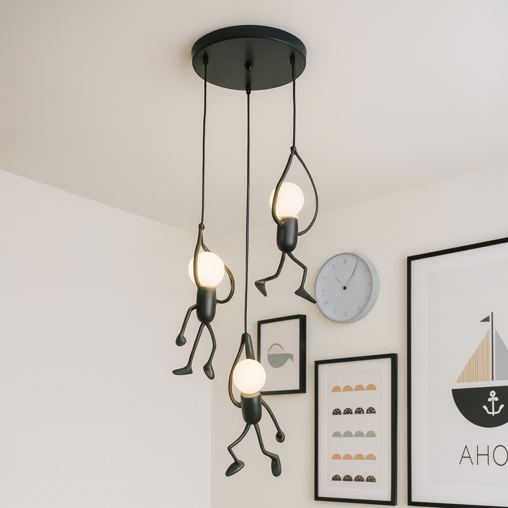 Lámpara Colgante LED de Estilo Retro Iron Man | Negro