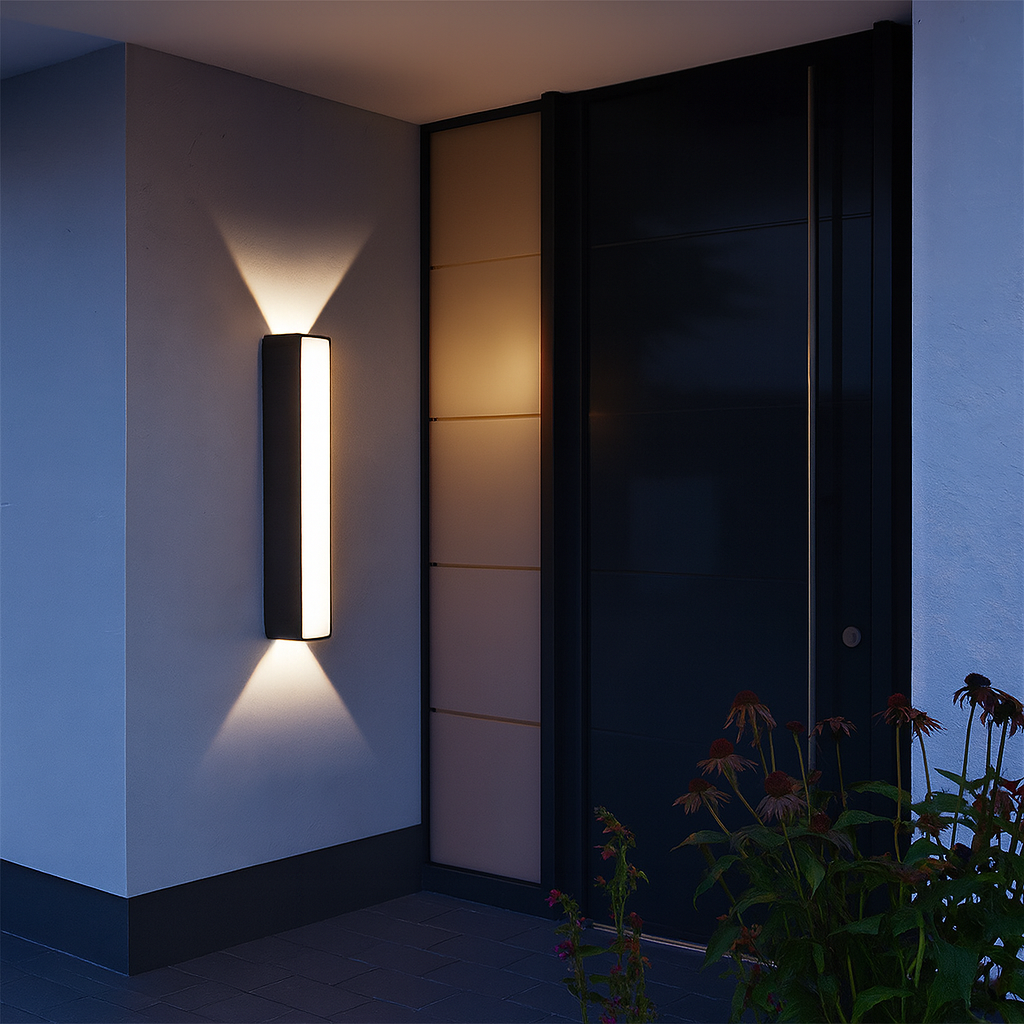 Lámpara de Pared Vertical LED Moderna para Exterior | Negro