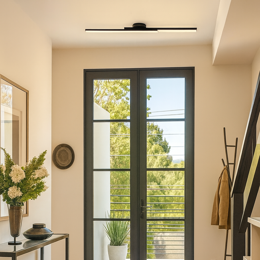 Lámpara de Techo LED Empotrada de Línea Larga | Negra