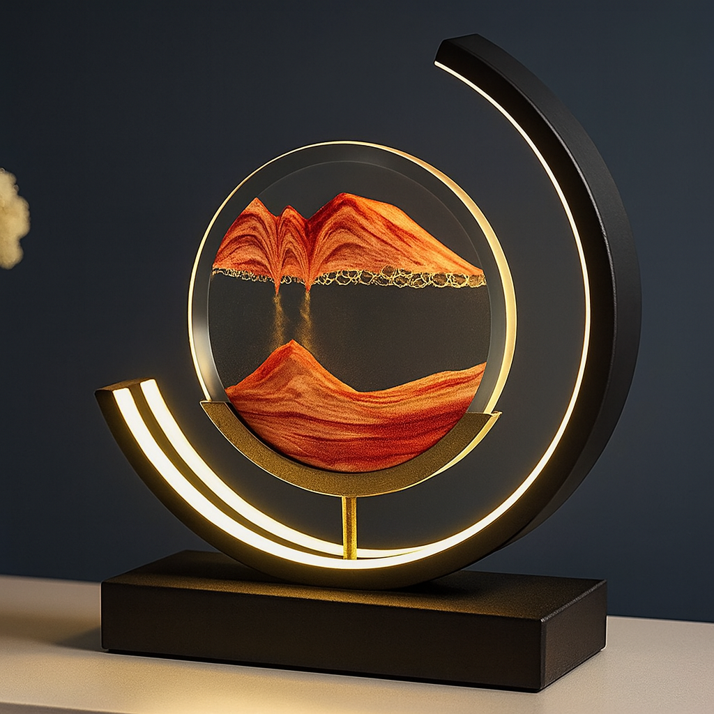 Lámpara de Mesa LED con Arena en 3D a Pilas | Vidrio
