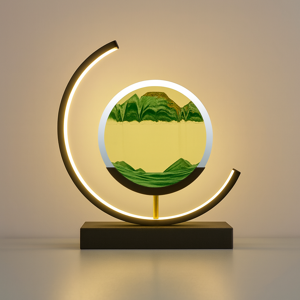 Lámpara de Mesa LED con Arena en 3D a Pilas | Vidrio