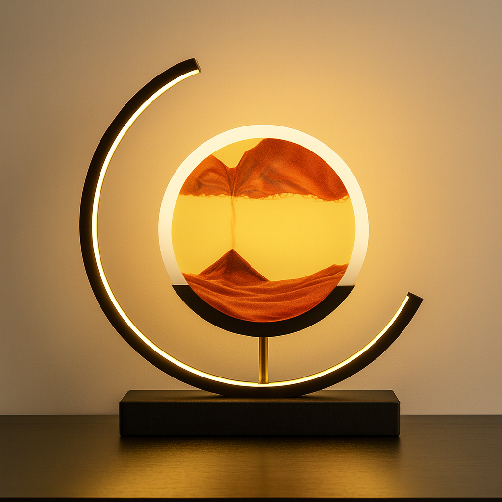 Lámpara de Mesa LED con Arena en 3D a Pilas | Vidrio