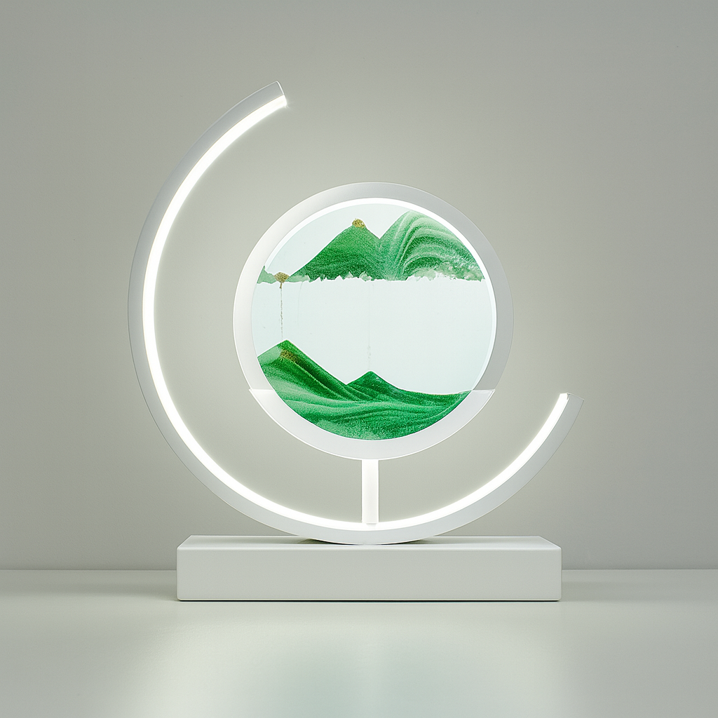 Lámpara de Mesa LED con Arena en 3D a Pilas | Vidrio