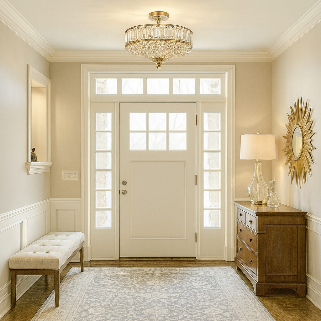 Lámpara de Techo Semifluorescente Moderna con Cristales | Tallada