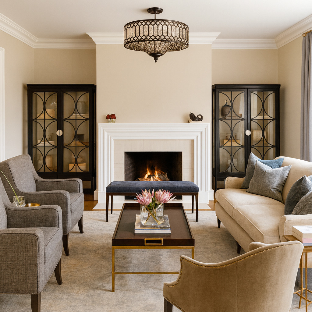 Lámpara de Techo Semifluorescente Moderna con Cristales | Tallada