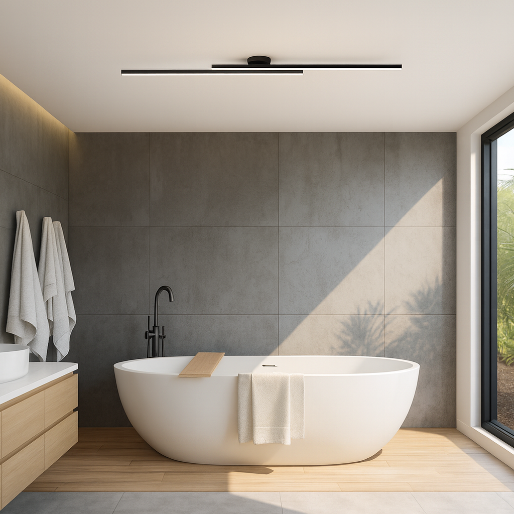 Lámpara de Techo LED Empotrada de Línea Larga | Negra