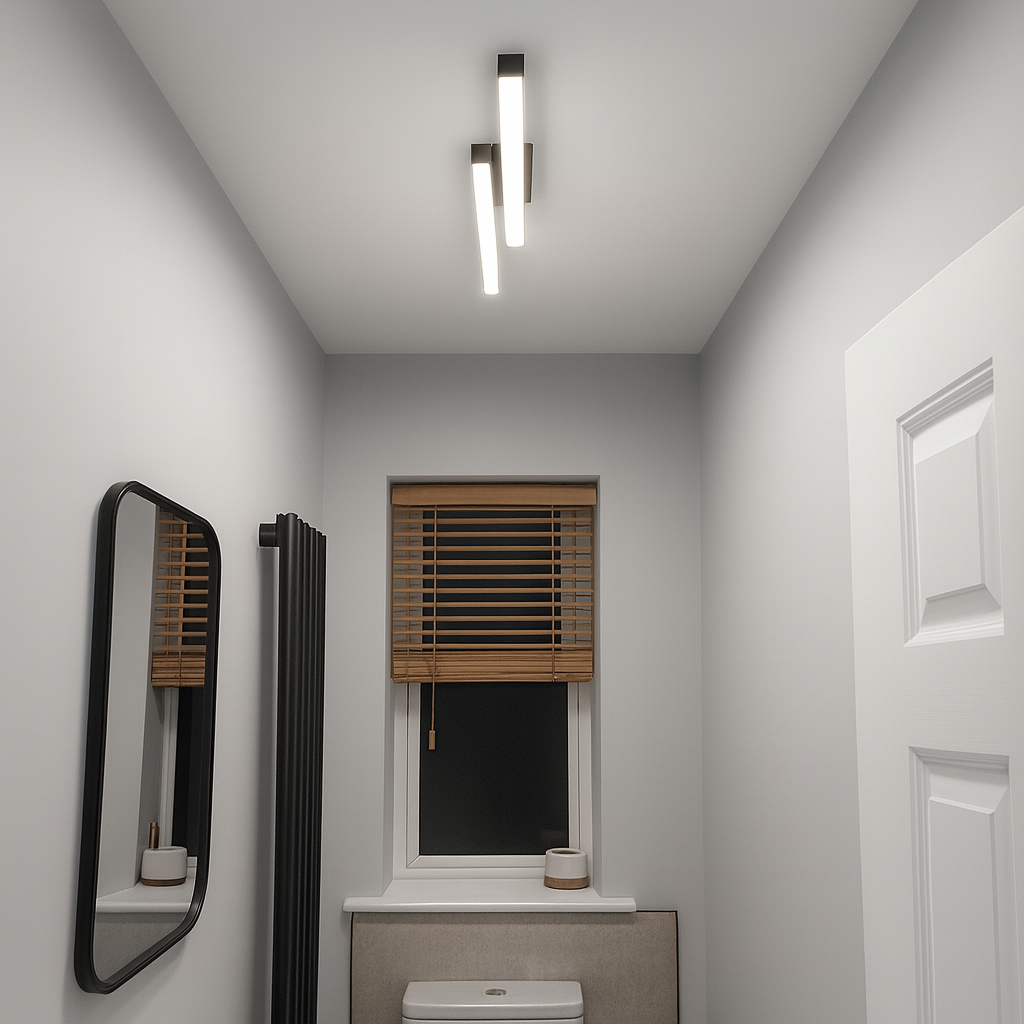 Lámpara de Techo LED Empotrada de Línea Larga | Negra