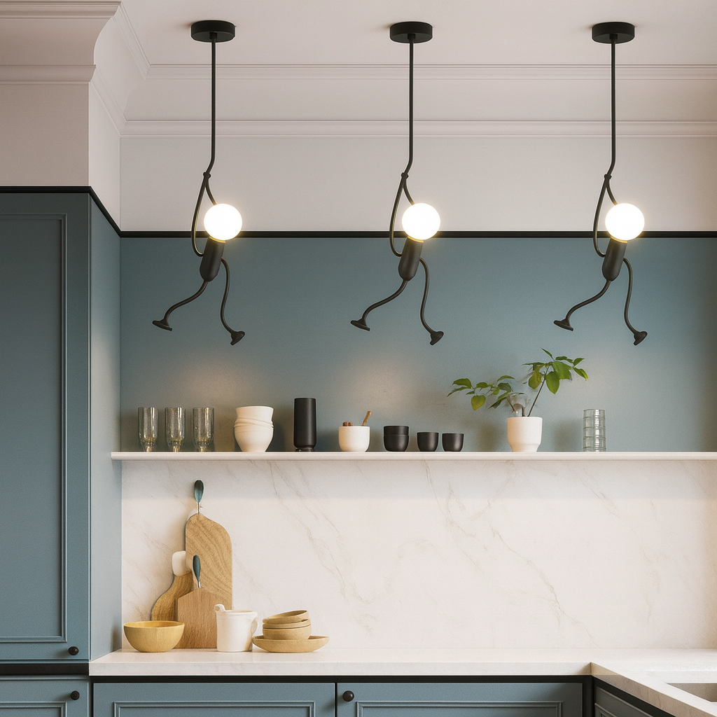 Lámpara Colgante LED de Estilo Retro Iron Man | Negro