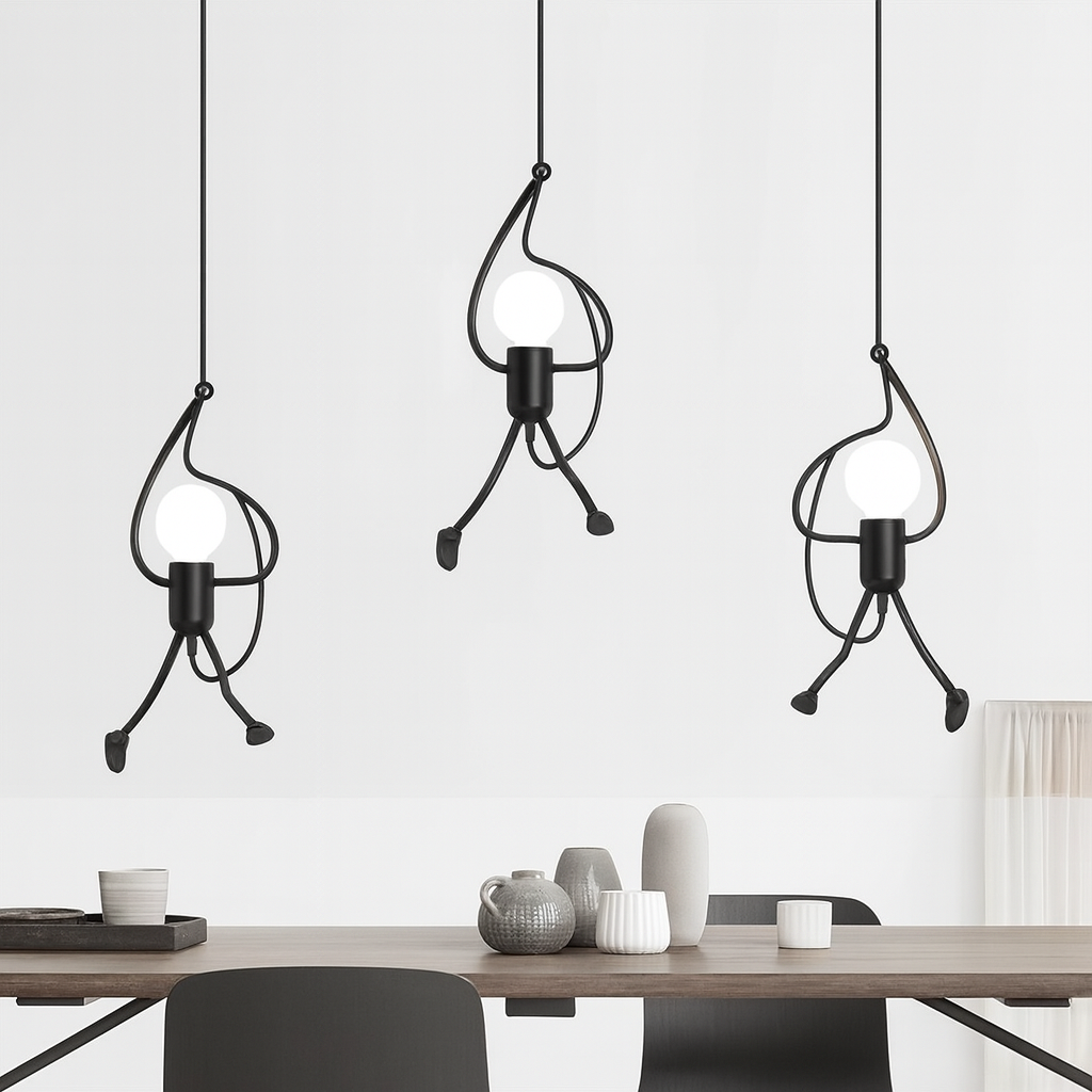 Lámpara Colgante LED de Estilo Retro Iron Man | Negro